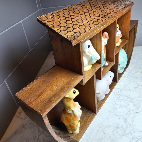 Vintage 1990 HOL House of Lloyd Noah’s Ark 6 Ceramic Figures w/ Wooden Ark BOX - Picture 3 of 7